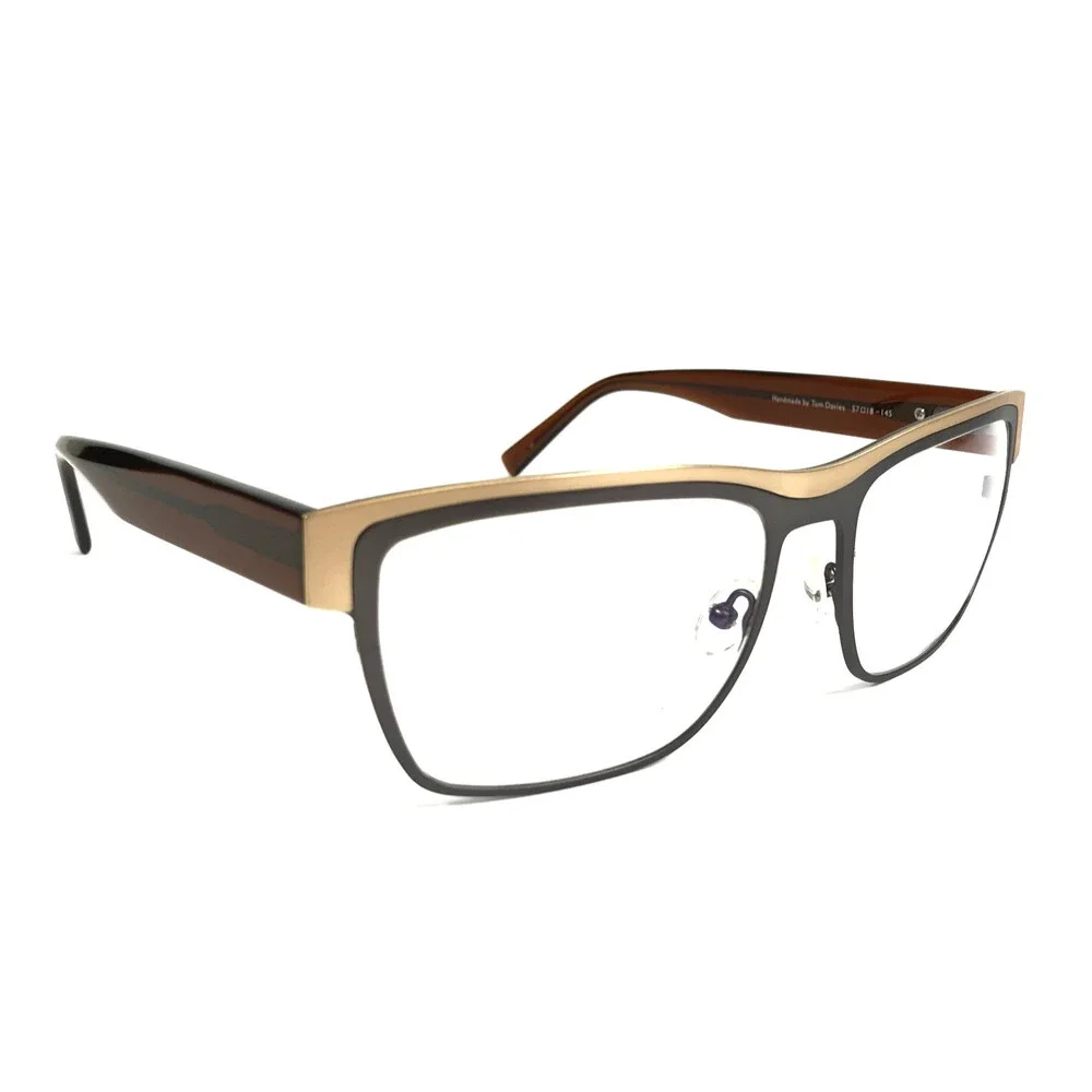 Tom Davies Eyeglasses Frames TD754 Col. 2268 Matte Gold Brown Polished 57-18-145